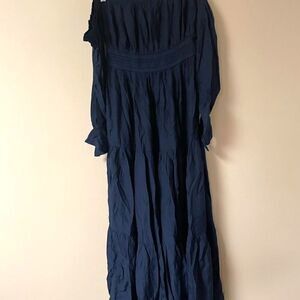 Brand New Zesica Women’s Small Blue Ruffled Boho Maxi Dress Smocked